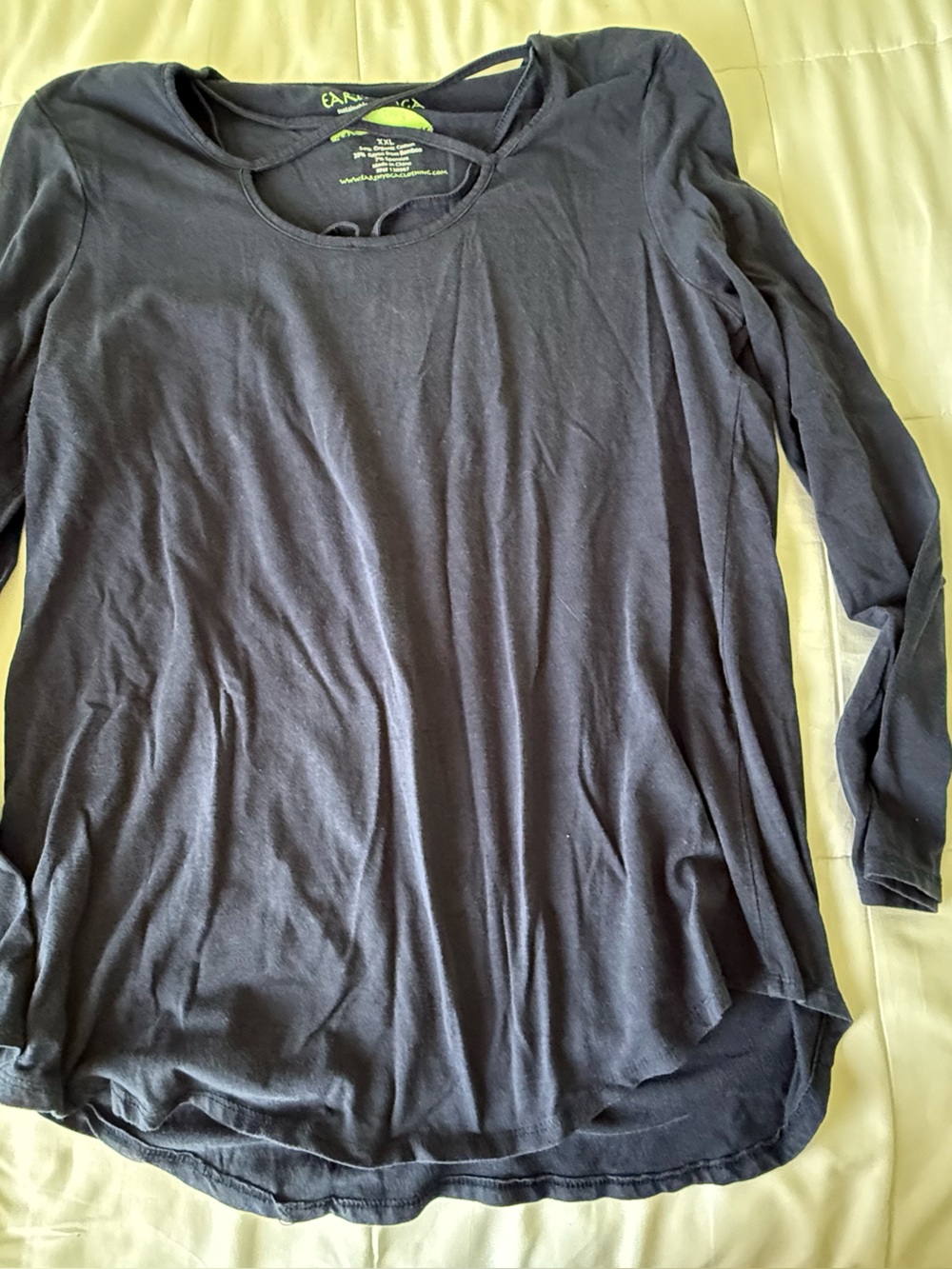 Earth Yoga Navy Blue Long Sleeve Cotton Tee Organic